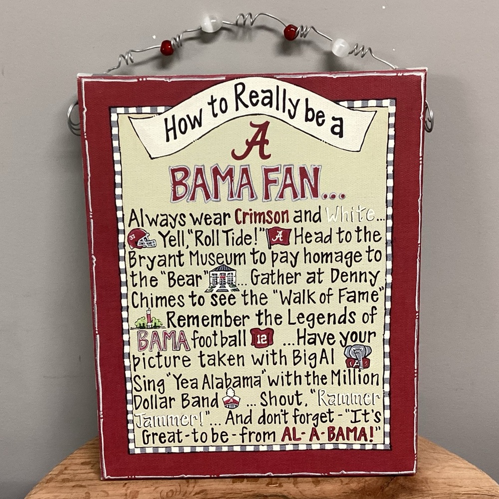 🔴 A Bama Fan… Canvas Wall Decor Sign - College Dorm - Home - Office - Very Nice